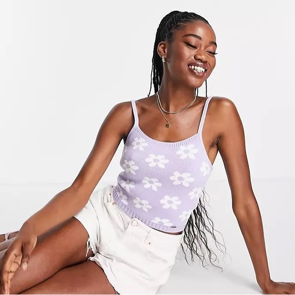 Hollister Tops Nwt Hollister Knit Cami Top In Lavender Floral Poshmark